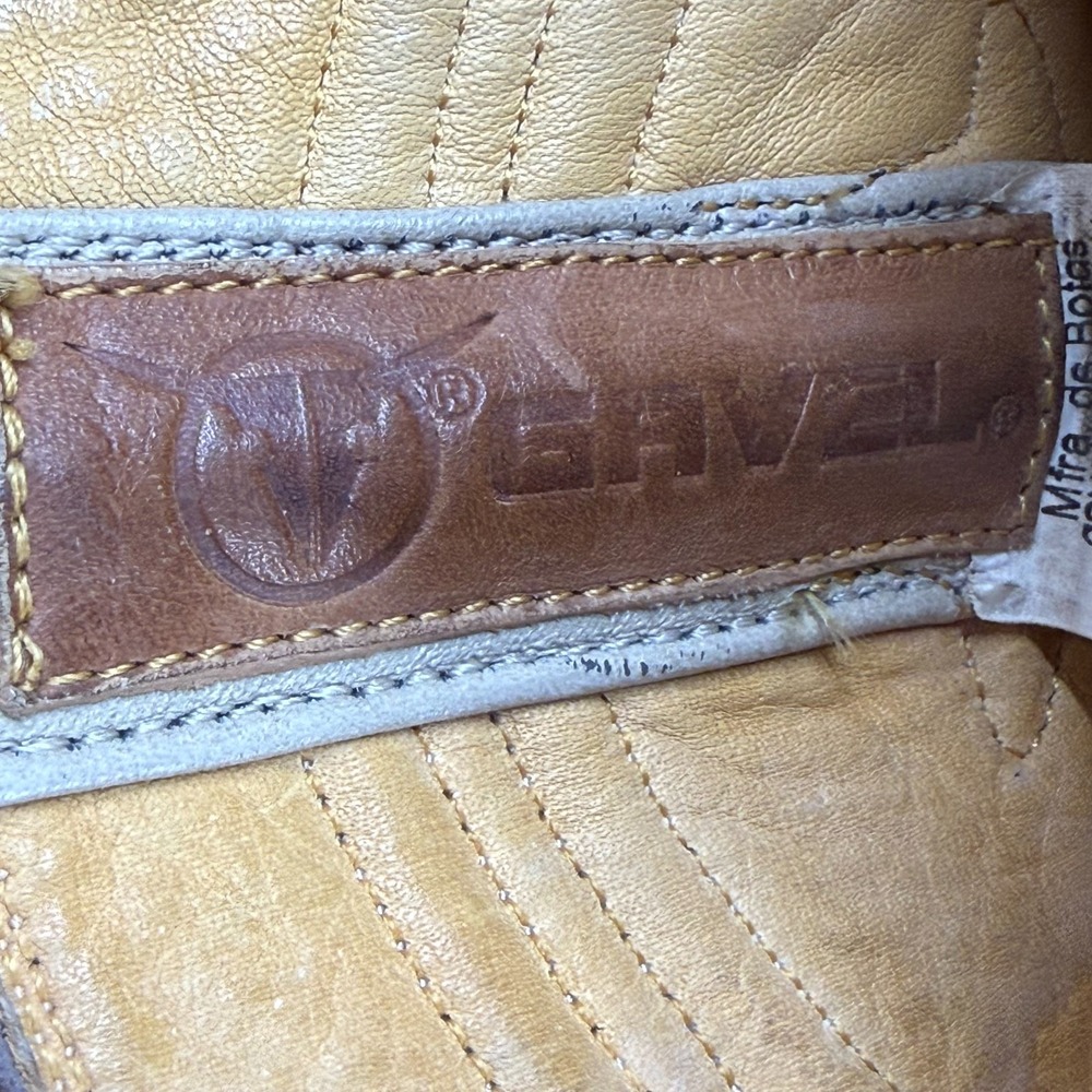 GAVEL Ostrich Leather Beige Western Boots Mens 9.5 EE Vintage Exotic Cowboy - Picture 12 of 12